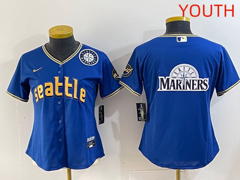 Youth 2025 Seattle Mariners Blank Blue City Edition Nike MLB Jersey style 12